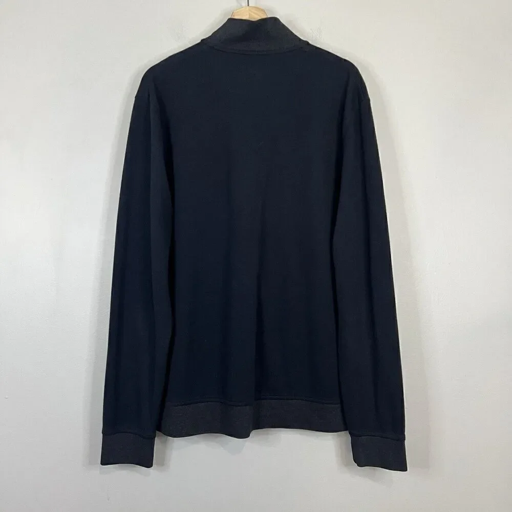 Ted Baker London Navy Blue 1/4 Zip Cotton Pullover 7